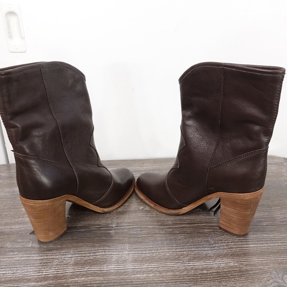 New! Frye Corinne Fringe Baby Calf Boots Womens Size 6 Brown Mid-Calf Western - Picture 7 of 11